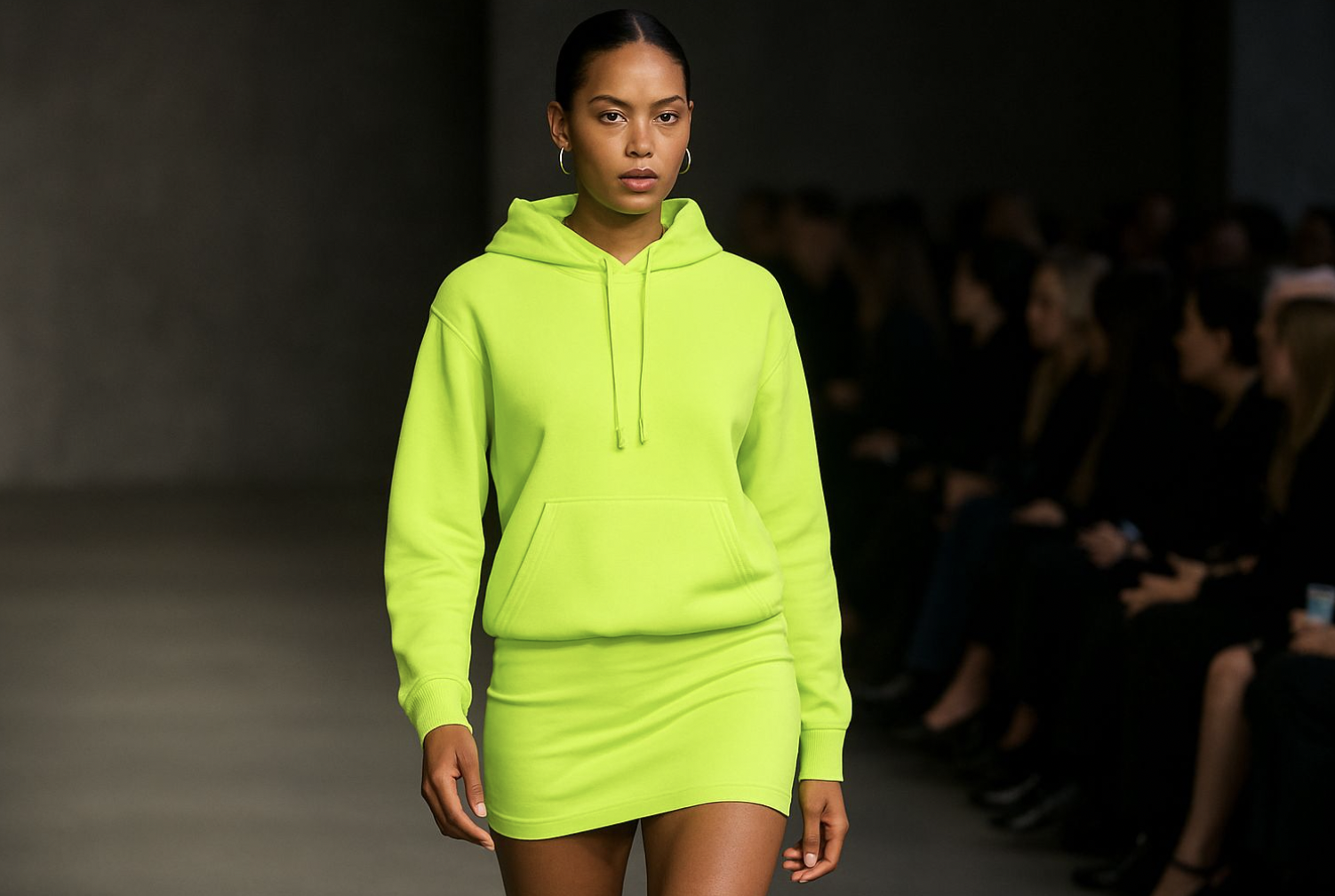 Modelo com roupa neon