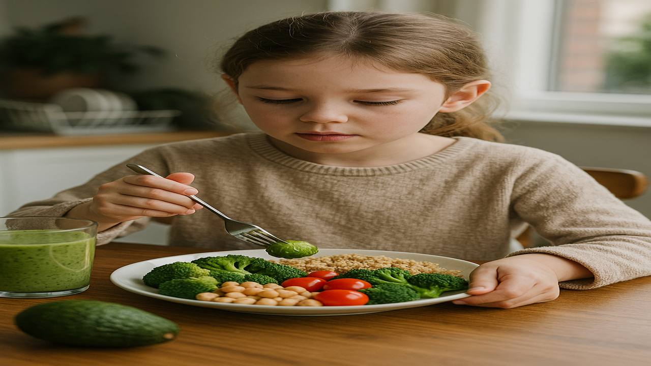 Garota Saboreando Uma Refeição 