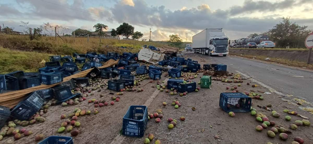 Foto Colisão entre caminhões mata dois motoristas na BR-116 em Santo Estêvão