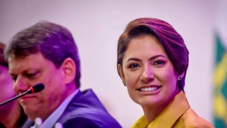 Tarcísio de Freitas e  Michelle Bolsonaro