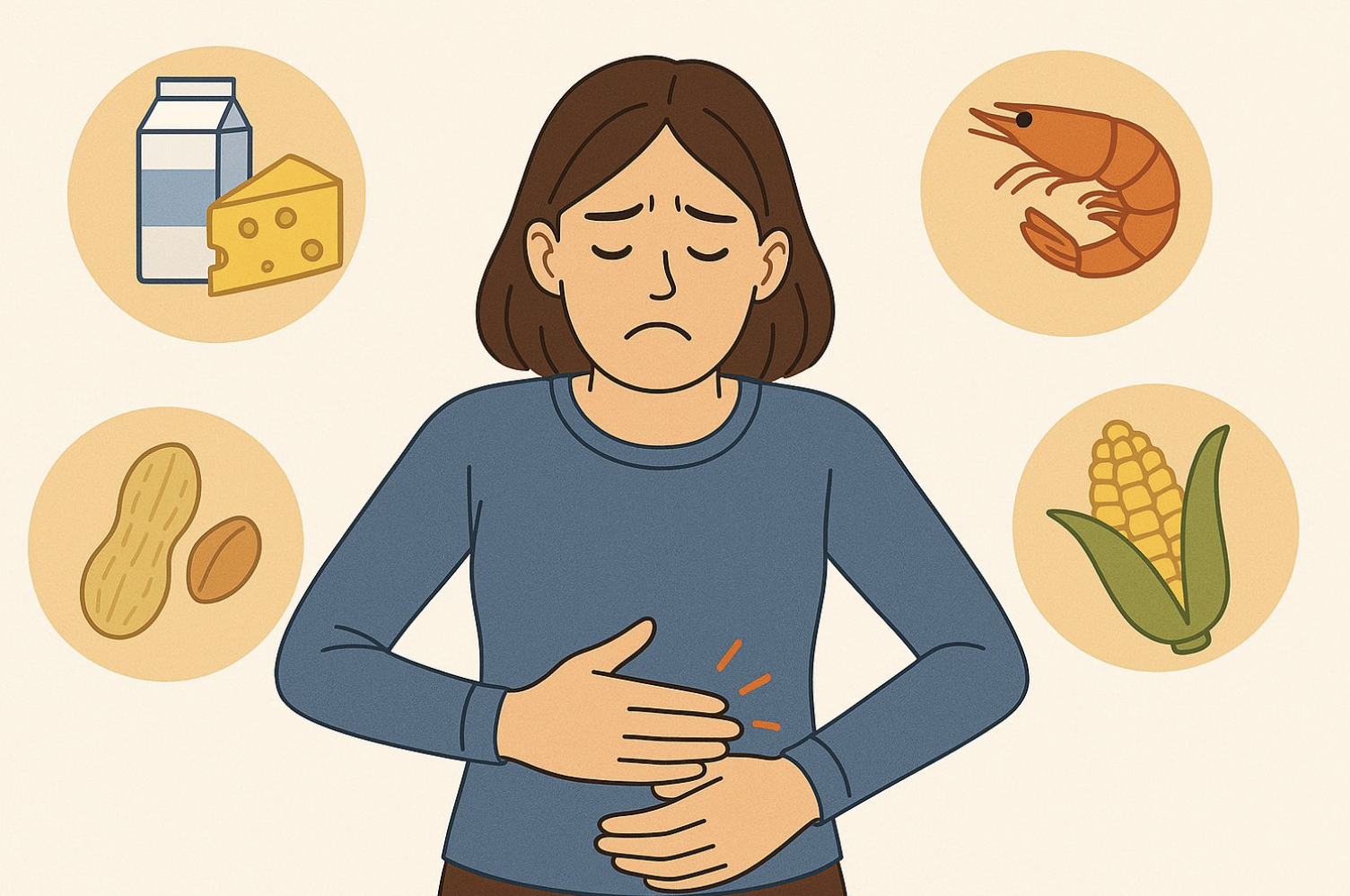 Ilustração alergia ou intolerância alimentar