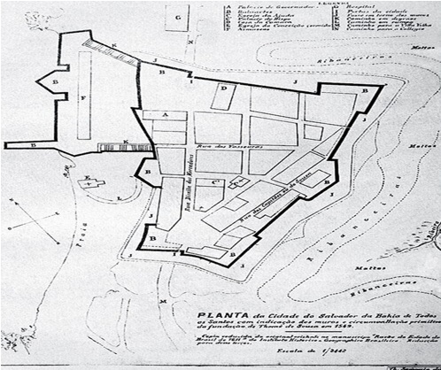 Planta da Fortaleza do Salvador, em 1549