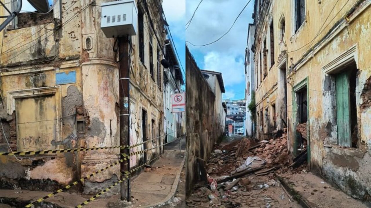 Casarão que desabou no bairro Santo Antônio