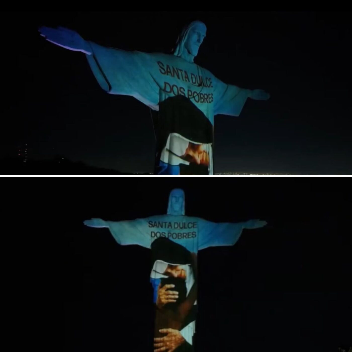 Foto Cristo Redentor homenageia Santa Dulce dos Pobres com efeito marcante; confira