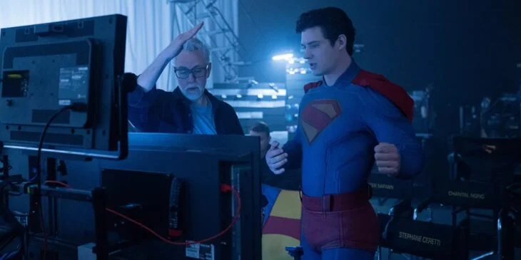 James Gunn com ator protagonizando Superman
